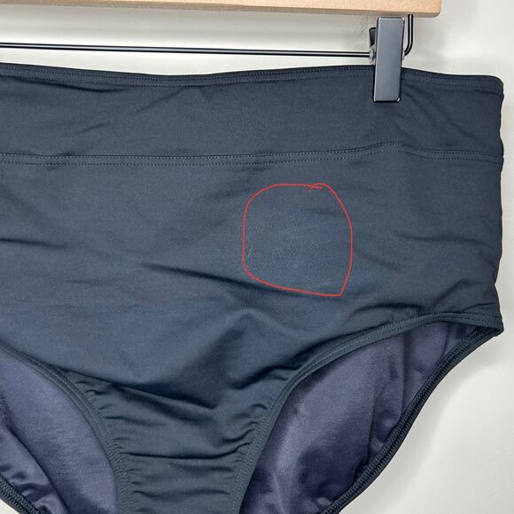 Lands End Black Chlorine Resistant High Waisted Bikini Swim Bottoms Size 14 - Picture 5 of 5